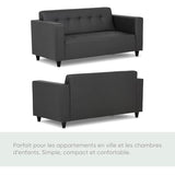 BUDWING Pedro Canapé Salon ou Chambre 3 Places o 2 Places Petit Droit Capitonné 3 Places Petit Prix Simili Cuir Décoration Maison 170 x 80 x 80
