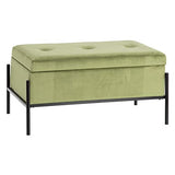 Lolahome Banc coffre en velours et métal vert de 83 x 40 x 43 cm