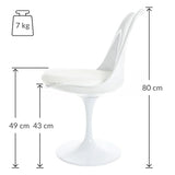 Fusion Living Chaise latérale pivotante Blanc Brillant et Blanc PU