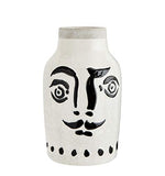 Madam Stoltz Vase avec visage Blanc avec peinture noire 16 x 28 cm