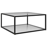 Table d'appoint de salon moderne basse en verre trempé et acier Table basse Design à 2 niveaux pour salon et bureau 80 x 80 x 35 cm Transparent