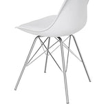 SAMPUR - Chaise Épura de Salle à Manger | Chaise de Bureau et de Salon Design Rétro Scandinave avec Coussin Intégré | Chaise de Salle d'Attente Rembourrée avec Pieds en Acier - Blanc