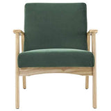 Générique Tulio Fauteuil scandinave - Tissu Vert et Bois Massif - L 63 x P 78 x H 75 cm