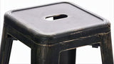 CLP Lot De 4 Tabourets De Bar Joshua I Tabouret De Bar Industriel Empilable Et Robuste I Repose-Pieds Structure A 4 Pieds I Hauteur Siège 77 cm, Couleur:Noir/Or