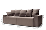BAÏTA Canapé Droit Alma Convertible Velours côtelé Taupe 3 Places avec Coffre de Rangement