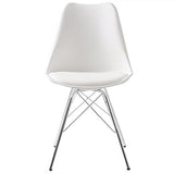 eSituro SDC0050 Lot de 2 Chaises de Salle à Manger Moderne Assise en Similicuir et Pied en métal,Blanc