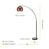 Versanora Lampadaire Arquer arc lampe de sol abat jour rose doré marbre noir VN-L00011-EU