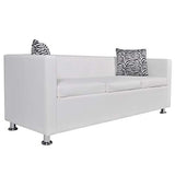vidaXL Canapé 3 Places Similicuir Blanc Canapé de Séjour Mobilier de Salon