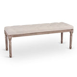 VONLUCE Banc Banquette Design Classique, Banc Rembourrée en Tissu, Banc Capitonné en Lin et Bois Massif pour Chambre Salle à Manger Salon Couloir Piano (120 x 40 x 46 cm)