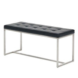 CLP Banc BARCI Similicuir Rembourrage Épais I Banquette De Cuisine Design Moderne I Siège De 2 Places Hauteur Assise 48 cm I Support en Acier Inoxydable Noir