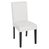 Mendler Lot de 2 chaises de séjour Littau, Simili-Cuir, Blanc Mat, Pieds foncés