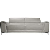 Miliboo canapé Cuir Design 3 Places avec têtières Relax Gris Nevada - Cuir de Buffle