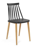 KAYELLES Lot de 2 - Chaise de Cuisine bistrot à barreaux BAO (Noir Pied métal façon Bois)