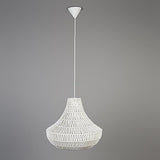 QAZQA Design Lampe suspendue rétro blanche 50 cm - Lina Cono 50 Métal/Tissu Blanc Rond E27 Max. 1 x 60 Watt/Luminaire/Lumiere/Éclairage/intérieur/Salon/Cuisine