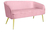 Menzzo Goldman Canapé en Velours, Bois, Rose, L150 x P70 x H75 cm