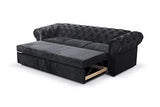 MEUBLES Canapé en lit Convertible Chesterfield 3 Places Relax Droit - en Tissu (Velours), Pieds en Bois - Salon & séjour - Avia (Bleu Marine)