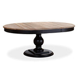INTENSE DECO Table Ronde Extensible en Bois Massif Héloïse Bois Naturel et Pied Noir