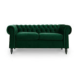 Mobilier-Deco Wilson - Canapé 2 Places Chesterfield en Velours Vert