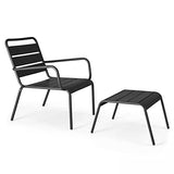 Oviala Palavas - Fauteuil de Jardin Bas Relax Acier Anthracite