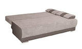 MEUBLO Canapé Convertible 3 Places Tissu + Simili Cuir Nisa (Beige) Canapé en lit Convertible avec Coffre de Rangement 3 Places Relax Droit - en Tissu
