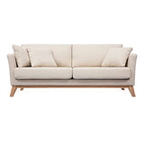 Miliboo Canapé scandinave déhoussable 3 Places en Tissu Beige et Bois Clair Oslo