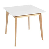 FURNITURE-R France Currency Square Top 80 Table Salle à Manger, Bois, Blanc-80-carré, 808075cm