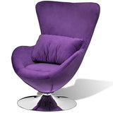OUSEE Fauteuil pivotant en Forme d’œuf avec Coussin Violet Velours