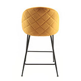 Meubletmoi Lot de 2 chaises/tabourets de Bar en Velours Jaune avec piètement en métal Noir et Repose-Pieds - Moderne Chic - FARA