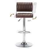 IntimaTe WM Heart Tabourets de Bar Lot de 2, Réglable Chaise Haute Cuisine avec Chromés Repose-Pieds,Tabouret Bar avec Décoré par Rayures Verticales, Marron