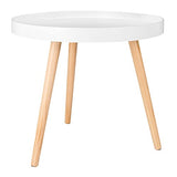 WOLTU Table Basse Ronde en Bois Massif, Petite Table de Salon Décoratif Table d'appoint Moderne Blanche Chêne 50x44 cm (ø x H) TS143ws