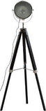 Atmosphera - Lampadaire projecteur en métal et Bois brossé Noir ebor H152