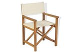 Chaise de metteur en scène en bois massif Teak, pliable, pour enregistrement de terrasse, extérieur, agritourisme, restaurant, marron et crème, 58 x 53 x 85 cm