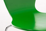 Chaise Empilable Calisto en Bois - Assise Ergonomique - Chaise de Salle d'Attente en Bois Chaise, Hauteur Assise 45 cm -Couleurs au Choix:, Couleur:Vert