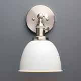 Applique murale industrielle Phansthy avec interrupteur marche-arrêt, applique murale rétro avec abat-jour en métal dôme, éclairage intérieur E27 pour cuisine chambre salon (blanc)