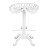 interougehome Tabouret Style siège de Tracteur réglable en Hauteur, Tabouret de Bar - Blanc