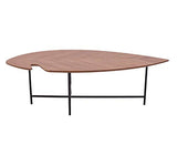 Marque Amazon - Rivet - Table d'appoint en forme de feuille, en noyer et à base en métal noir, 120 x 60 x 36 cm