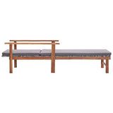 vidaXL Bois d'Acacia Chaise Longue et Coussin Jardin Bain de Soleil de Patio Transat de Terrasse Extérieur Piscine Résine Tressée Gris