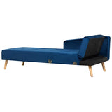 Canapé d'Angle Côté Droit Convertible pour 4 Personnes en Velours Bleu et Pieds en Bois pour Salon Scandinave Beliani