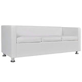 vidaXL Canapé 3 Places Similicuir Blanc Canapé de Séjour Mobilier de Salon