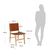 Kave Home - Chaise Calixta en Cuir et Bois de Teck Massif