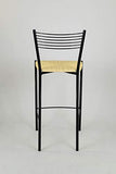 Tommychairs - Set 2 tabourets Modernes et Design Elegance pour la Cuisine et Bar, avec Structure en Acier peindré Noir et Assise en simil Paille Coleur Ivoire Natural