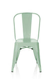 hjh OFFICE 645040 Chaise en métal bistro VANTAGGIO BRUSH vert pastel mat, design Industriel, empilable