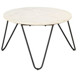 vidaXL Tavolino da Caffè Bianco 65x65x42 cm Pietra Vera Testura Marmo