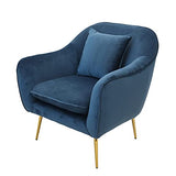 Fauteuil de salon | Fauteuil moderne en velours | Fauteuil de relaxation pour chambre | Chaise longue et cocktail | Fauteuil de lecture confortable, fauteuil capitonné Ralph par JD Elegance, bleue