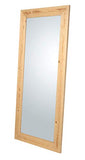 Miroir grand mural avec cadre en bois sapin Finition noyer clair naturale cm. 85x185, vertical et Horizontal. Made in Italy.
