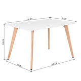 Meubles Cosy Table à Manger de Cuisine Table Basse de Détente Blanche et Rectangulaire en Bois Guéridon de Salle de Conférence 110*70*74 cm