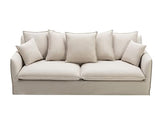 Vente-unique Canapé 3 Places en Tissu et Lin Beige SANKA