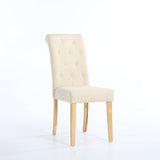 The Home Garden Store Lot de 6 Premium Tissu Lin Chaises de Salle à Manger défilement Haut Dossier Crème