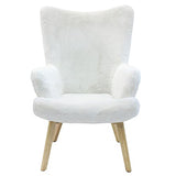 HOME DECO FACTORY Helsinki Imitation Fourrure Mobilier Assise Canape Fauteuil Confort Accoudoir Siege Salon Salle A Manger, Textile-Polyester, Blanc, 65 x 74 x 100