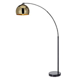 Lampadaire Arquer Arc Lampe De Sol Abat-jour Doré Pied Marbre Noir VN-L00012-EU